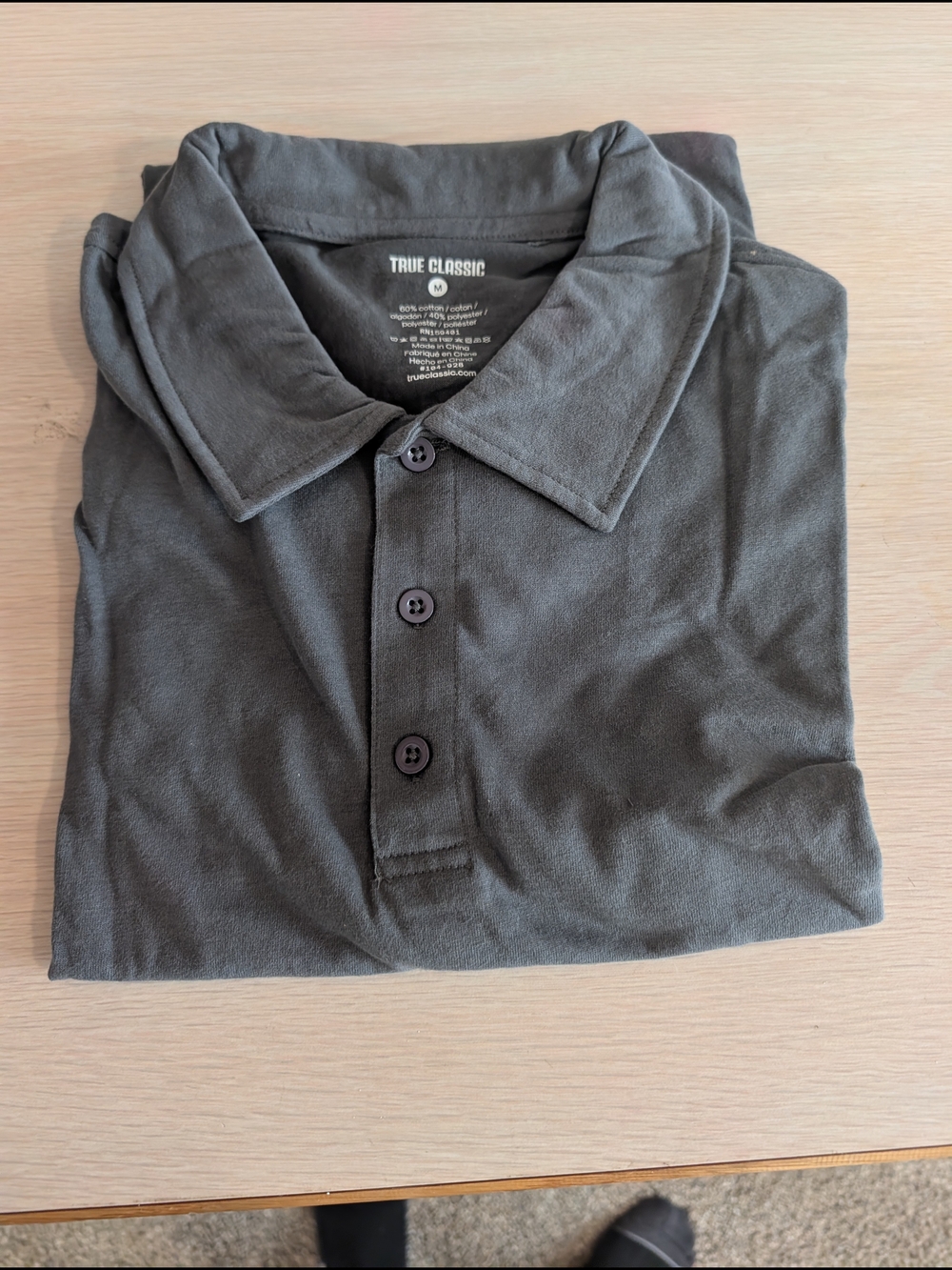 True Classic Men's Polo in Charcoal Gray
